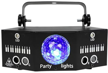 TRPLFGHZ Luci da palco a LED, DJ Disco Party Dual Red Green Patterns Proiettore di luci LED Magic Ball RGBW Strobo for effetto palco for Natale, festa, matrimonio per la festa di matrimonio