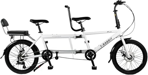 XYFGODEM 20Inch Folding Tandem Bicycle, Bike for Three People, Made of High Carbon Steel, Rust-Resistant and Durable