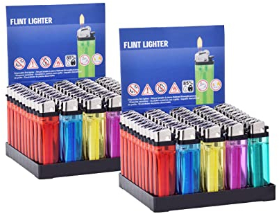 HIBRON 100 x Encendedores Desechables Mechero encendedores Transparentes de plástico