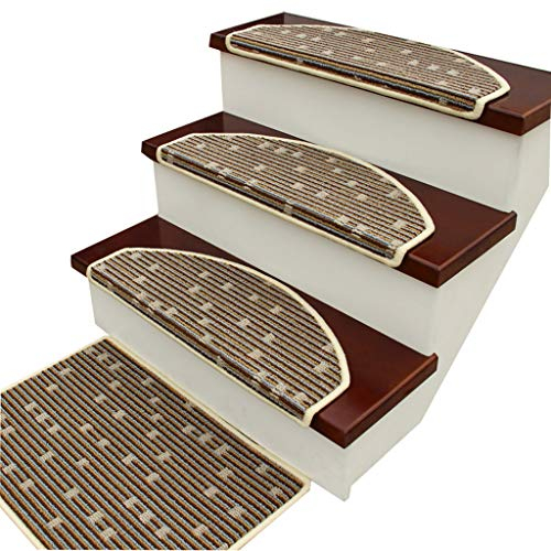 Stufenmatten Treppen-Teppich 15-teiliges Set halbrund Läufer Teppiche | Waschbar | Selbstsaugender | Rutschfester | -Treppenteppich/Pad, 9mm, Mehrfarbig (Color : E, Size : 75x24cm)