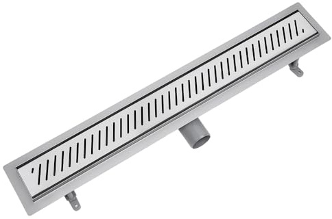 Vogi Duschrinne 60 cm, Rigo-Rost, Edelstahl AISI 304, Siphon Ø50, Haarsieb