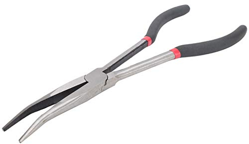 Fafeicy Pinze Ago con Impugnatura Estesa e Becchi Lunghi Dritti e Piegati, Morsetto di Estensione del Gomito a 25 Gradi, 280mm/11 Pollici