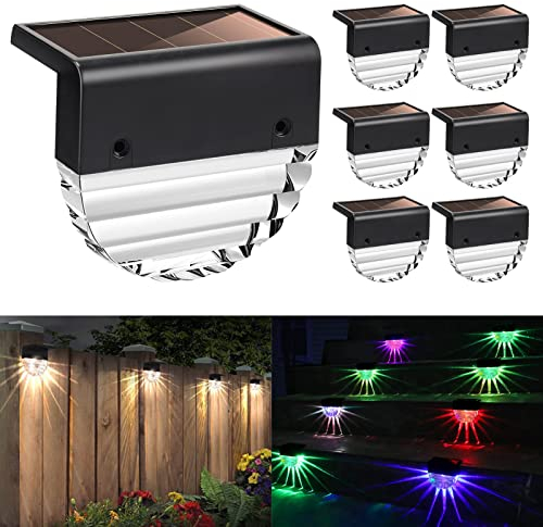 Solarlampen für Außen Garten, Solar Lampe für Wasserdichte Solarleuchten Gartenlampen Dekoration Solar Zaunbeleuchtung mit 2 Modi LED Warmweiß/Farbwechselnde für Garten Dekoration,Treppe,Hof-6 Stück