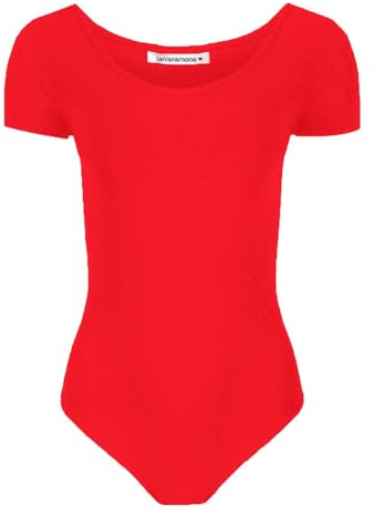 janisramone Girls Gymnastics Leotard Short Sleeve Bodysuit Kids Stretchy Skinny Plain Microfibre Ballet Dance Wear