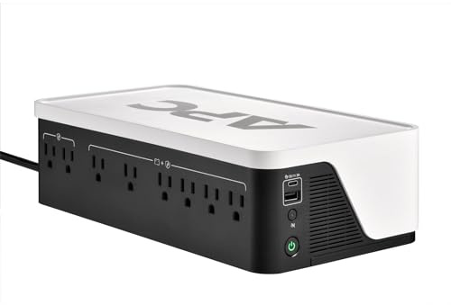 APC Back-UPS 1050VA / 600W UPS Battery Backup Surge Protector, 8 Outlets, Type C Charger, BE105G3 Uninterruptible Power Supply for Home Office & Computer