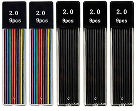 JOMPENS Druckbleistift-Set, 2,0 mm, mit 2B-Mine, zum Schreiben, Skizzieren, Kunst, Zeichnen, Malen, Schule, automatische Bleistifte (Farbminen)
