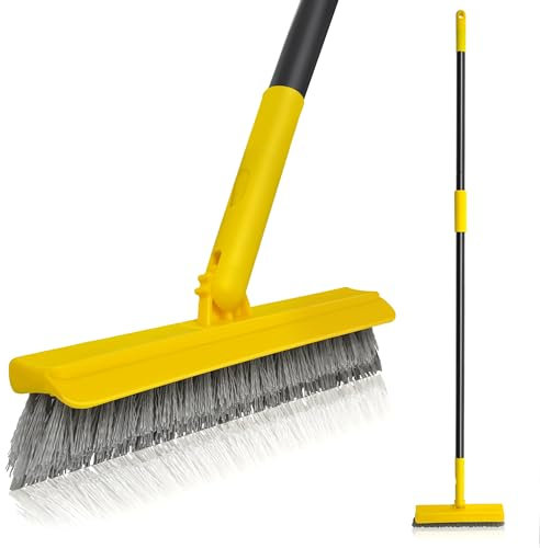 DALIPER 2 in 1 V-shape Grout Scrubbing Brush with 127CM Long Handle, 180°Rotatable Grout Cleaning Brush Grout Line Scrubber Shower Tile Scrub with Stiff Bristle for Bathroom Kitchen Shower Baseboards