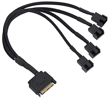 Jrifedptry Cable adaptador de ventilador de refrigeración, SATA de 15 pines a 4 x 3 pines/4 pines PMW 12 V PC Case Fan Cable adaptador de alimentación a SATA de 15 pines