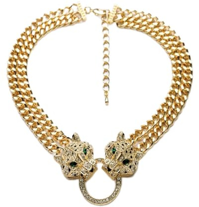 QINYUML Bijoux Cheveux Fashion Bijoux Cristal Collier Collier Collier Double Couche Chaîne Léopard Pendentif Collier Collier Femmes Cadeau Chaîne De Tête