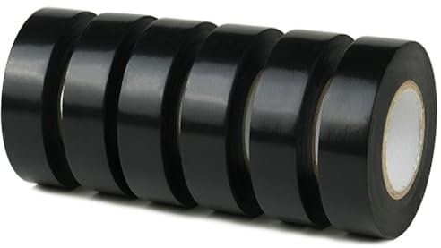 CHUANGSEED Elektrisches Isolierband 6er-Pack Schwarz 19mm x 20m，kabel klebeband PVC Elektriker Klebeband für Arbeiten an Elektrik Reparaturen Isolierung und Bündeln