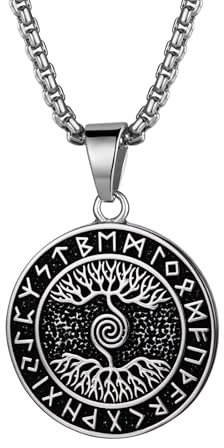 OIDEA Collar del Árbol de La Vida para Hombre: Colgante Vikingo Nórdico de Aceros Inoxidable Vintage Regalos de Joyería para Padres Novios