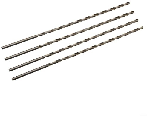 Extra Long HSS Drill Bits Set 200mm 4Pcs for Drilling in Wood and Metals (4mm)