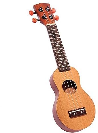 Kleiner Taschen Ukulele, Braun, 4 Saiten, Schallloch | Fichte Sapele Griffbrett, Traditionelle Form, für Kinder, Kompakt für Unterwegs