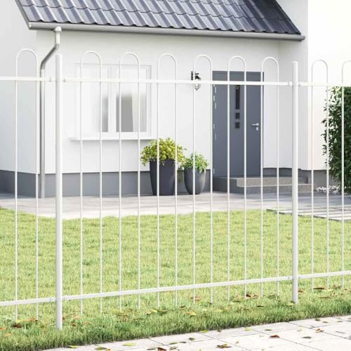 Clôture de jardin blanche - 1,7 x 2 m - En acier revêtu par pulvérisation - Panneaux de clôture robustes pour jardin, terrasse, brise-vue en extérieur
