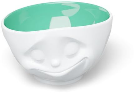 FIFTYEIGHT PRODUCTS / Tassen/Schale „Glücklich (Porzellan, 500ml, weiß, innen Mint, Made in Germany)