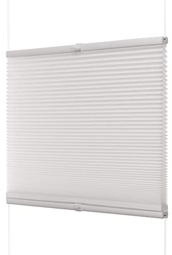Ventanara® Waben Plissee ohne Bohren Weiß tageslicht Klemmfix Plisseerollo Faltrollo verspannt inklusive Premium Klemmträger 65 x 220 cm