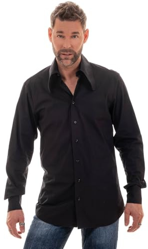 Chemise avec col pelle à tarte - Années 1970 - Noir - Noir - Large