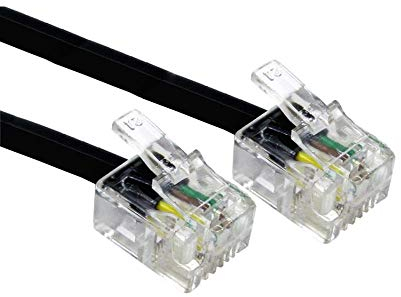 Alida Systems ® Câble ADSL 20m- Supérieure Qualité/Broches de Contact Plaqué Or/Internet Haute Vitesse à Large Bande/Routeur ou Modem à la Prise Téléphonique RJ11 ou Microfiltre/Noir