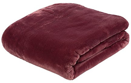 Gözze - Premium Cashmere-Feeling Wohn- und Kuscheldecke, 500 g/m², 130 x 170 cm - Beere, Offwhite