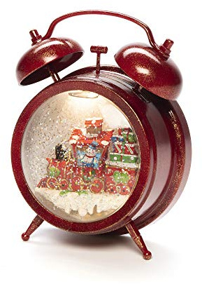 Konstsmide Lanterne boule à neige LED de Noël avec scène de train, rempli d'eau/intérieur (IP20)/8 chansons en option/fonctionne avec 3 piles AA (sauf les photos) / Lanterne de Noël 1 LED, rouge