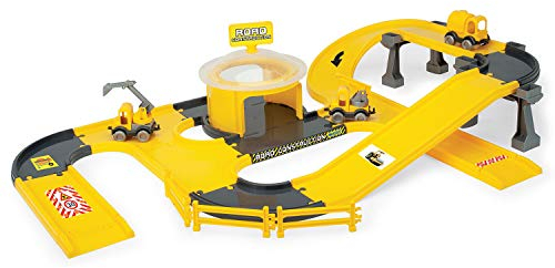 WADER Parkhaus Baustelle Spielset mit Spielstraße auf 2 Ebenen, Parkgarage mit 3 Themenfahrzeuge und Zubehö, Station, Ab 1 Jahren