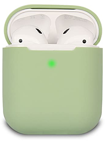 KOKOKA Schutzhülle Hülle Kompatibel mit AirPods 2, Silikon Schutzhülle Hülle für AirPods 2, LED an der Frontseite Sichtbar, Matcha Green