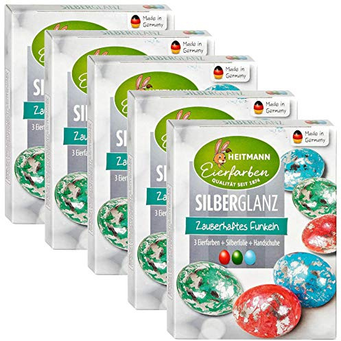 Heitmann Eierfarben Glitzer-Ei - 3 Kaltfarben (5X Silberglanz)