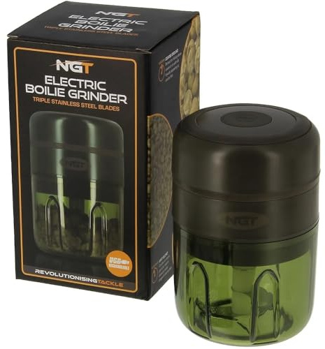 DNA LEISURE NGT Boilie-Ködermühle, wiederaufladbar, USB, elektrisch, 3 Klingen, zum Karpfenangeln, 1200 mAh, leicht zu reinigen