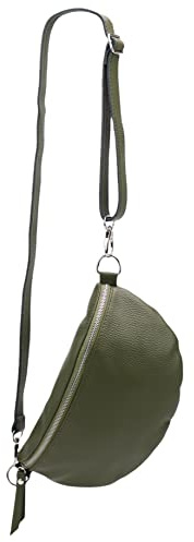 SH Leder ® echt Leder Hüfttasche Damen Herren Unisex Gürteltasche für Festival Reise Bauchtasche große Crossbody Bag Frauen Ledertasche 30x18cm Lala G399 (Olivgrün)
