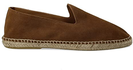 PAYMA - Espadrillas Mocassini da Uomo in Pelle Scamosciata. Sandali di Juta Estive e Flessibili. Design Liscio o Mascherato. Colore: Marrone, Taglia: EU 65
