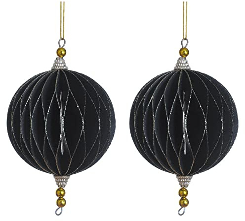 Weihnachtsdeko Baumschmuck -Ornary- 2er-Set Papier 9x17cm schwarz-Gold