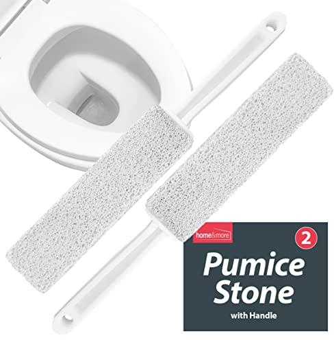[2 Pack] SOL Pumice Stone for Toilet, 23.5cm Toilet Pumice Cleaning Stone with Handle for Easy Reach, Removes Hard Water Stains, Limescale & Rust from Toilet, Bathroom, Porcelain & Ceramic