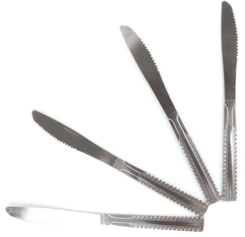 Buystarget 4x Stainless Steel Knives Set Cutlery Utensils Serrated Dining Table Knife UK