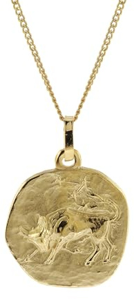 trendor Halskette mit Sternzeichen Stier Gold 333/8K Ø 16 mm 41920-05 | klassischer Tierkreiszeichen Anhänger für Damen oder Herren, zeitloser Halsschmuck