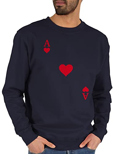 Shirtracer - Sweater Pullover Sweatshirt Herren Damen - Karneval & Fasching - Spielkarte Herz Ass Kartenspiel I Ace of Hearts I Poker Playing Cards