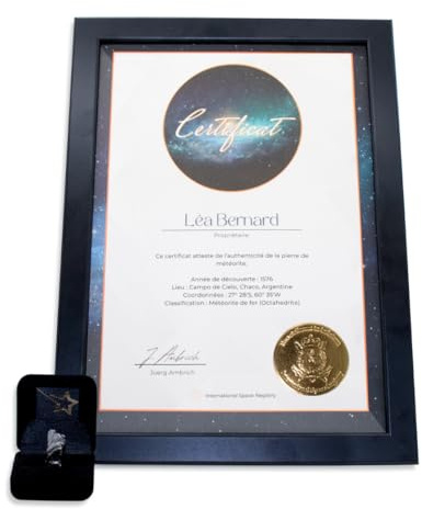 Vera Stella Cadente con Certificato di Autenticità e Cornice in Vero Legno | Regala una Stella | Meteorite, Idea Regalo Originale per Anniversario, Compleanno, San Valentino o Regalo di Natale