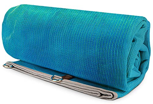 CGEAR Original Sand-Free Outdoor Camping Mat – (S) 6’ x 6’ – 2-Tone Blue/Green – Beach, Picnic & Camping Ground Mat with Carry Pouch