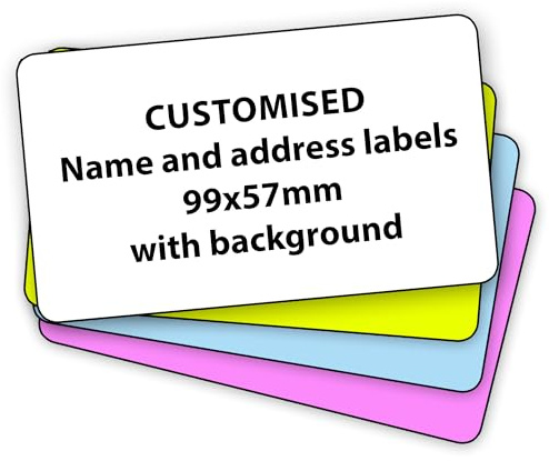 50 White Personalised Stickers Labels, 99.1mm x 57.3mm Small Printed Sticky Address Labels for Envelopes, Return Address, Parcels, and Greetings Cards Gifts