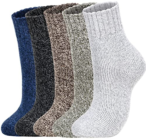 Clothclose 5 par ullstrumpor – varma ullstrumpor för kvinnor/män, supermjuka, tjocka stickade strumpor, bekväma, United B - 5 par, 6/10, Ett Storlek