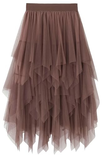MERCIYD Gonna plissettata in Tulle Asimmetrico Tulle Gonna Corta Gonne Midi Gonna estiva Goth Pizzo Abito Vintage Vari Colori, Taglia unica