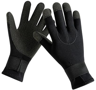 Tauchhandschuhe 3 mm Tauchhandschuhe, rutschfeste Schwimmhandschuhe, schwarz, warme Neoprenanzug-Handschuhe for Kajak, Surfen, Schnorcheln, Wassersport Neoprenhandschuhe ( Color : Noir , Size : L )