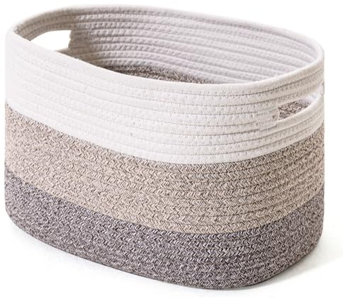 Gflyyue Storage Basket,Woven Baskets for Storage,Large Cotton Rope Baskets for Organizing,decorative Baskets for Shelves,book Basket,Toy Basket or Storage Bins for Living Room (Gradient Brown-1pack)