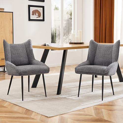 Lexiou Esszimmerstühle, Loungesessel Sofastuhl,Armlehnensessel Sessel,Teddy Samt,Verdicktes Sitzkissen (2)