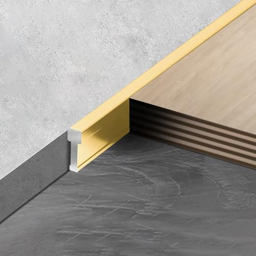 Raouoae 2 Pezzi Profilo A T Per Giunti Di Transizione, 125cm - Bordatura In Metallo Per Pavimenti Laminati, Parquet, Piastrelle E Vinile - Perfetto Per Ristrutturazione E Decorazione(Gold,Höhe: 11.6 m