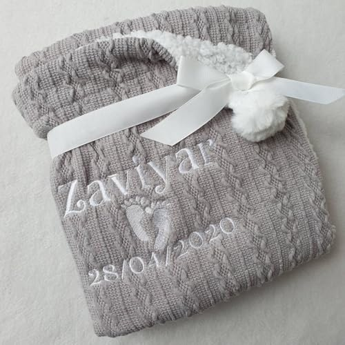 Personalisierte Babydecke Mit Namen, Personalisierte Strickdecke For Baby, Individuell Bestickte Kinderwagendecke Mit Namen, Personalisierter Name, Babyparty, Neugeborenes, Babygeschenk, Baby Junge