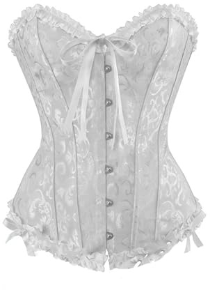 Korsage Korset Shapebody Schnürkorsett Damen Vampir Kostüm Mit Korsett Shapewear Body Corsette Unterbrust Corsage Corset Top Weiß, XS