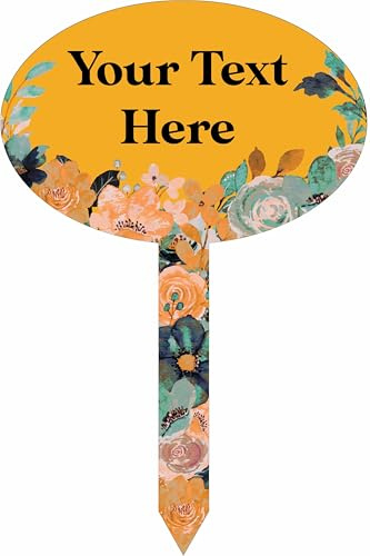 1stclassgifts Personalised Floral Oval Garden Stake Spike Sign Marker Selection Of Colours Available (UV PRINTED) (Design 12)