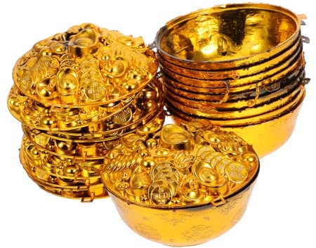 HOLIDYOYO Golden Ingot Decorative Bowl 10pcs ABS for Worship Activities