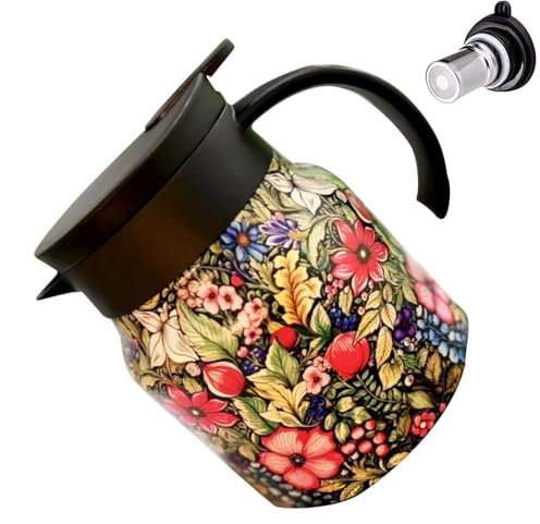 Tekanna med infusioner, lös teinfusioner, blommig reseteinfusioner, 1 000 ml teinfusionsmugg, resemugg för löst te, blommande teinfusioner, isolerad te resemugg