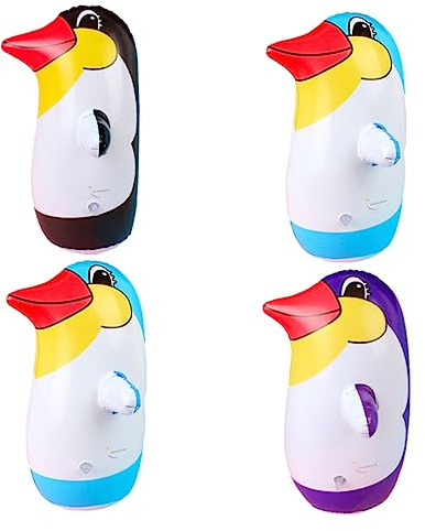 Mipcase 4pcs Inflatable Penguin Tumbler Toys Pvc Animal Decor Set for Outdoor Garden Holiday Decorations Colorful Tumbling Yard Sculpture